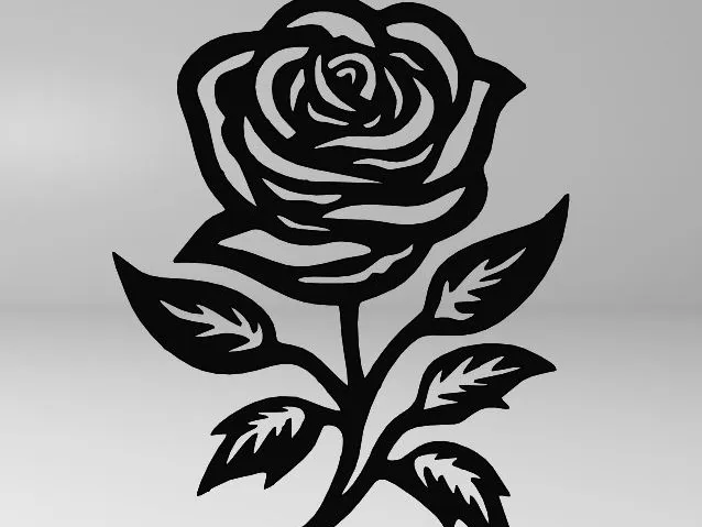 LINE ART ROSE, WALL ART ROSE, 2D ART ROSE, ROSE DECOR, ROSE DECORATION, FLOWER DECOR, 2D FLOWER, WALL FLOWER, LINE ART FLOWER