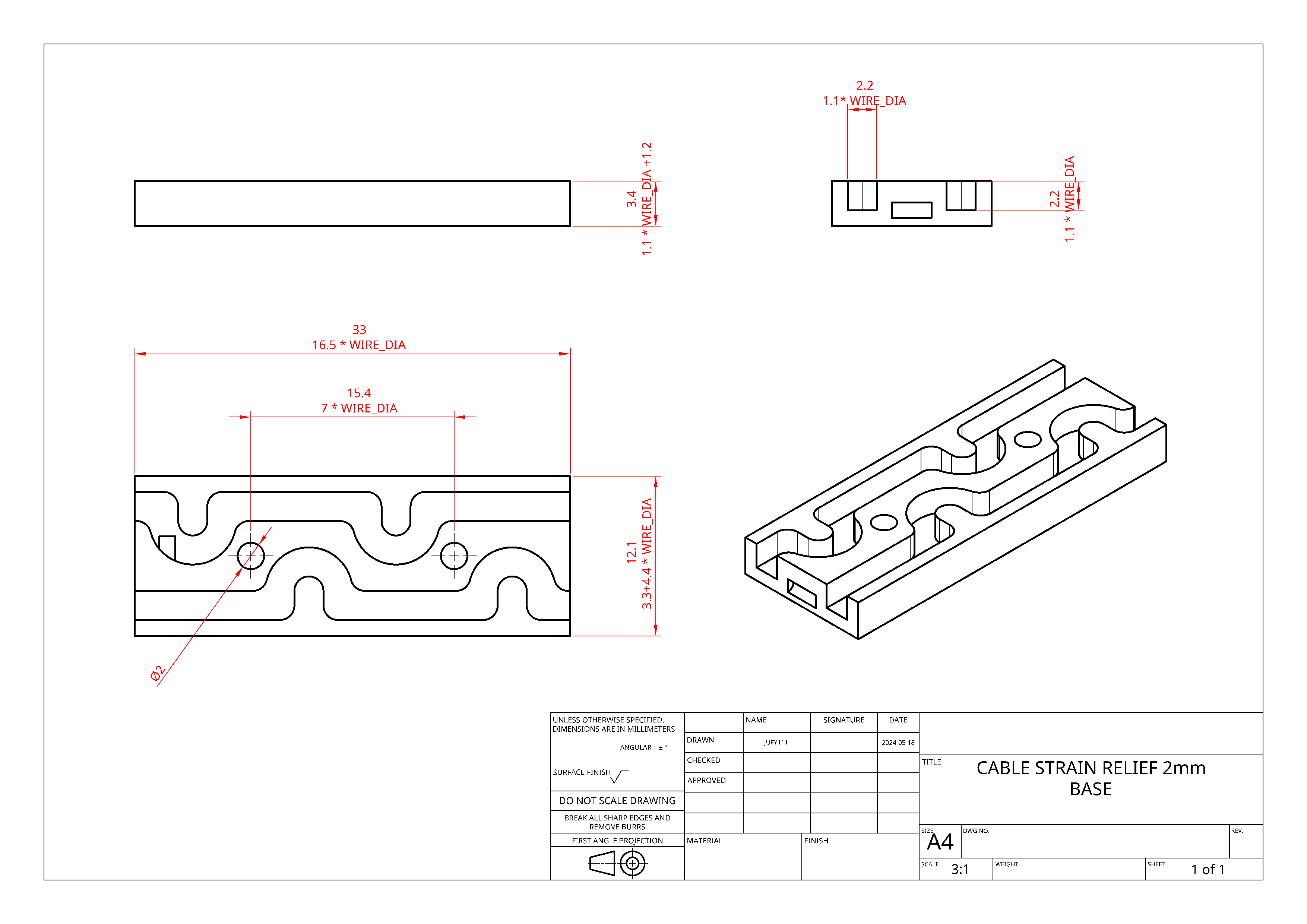 Strain Rails Drawing Cable / wire strain relief by jufy111 | Download free STL model ...