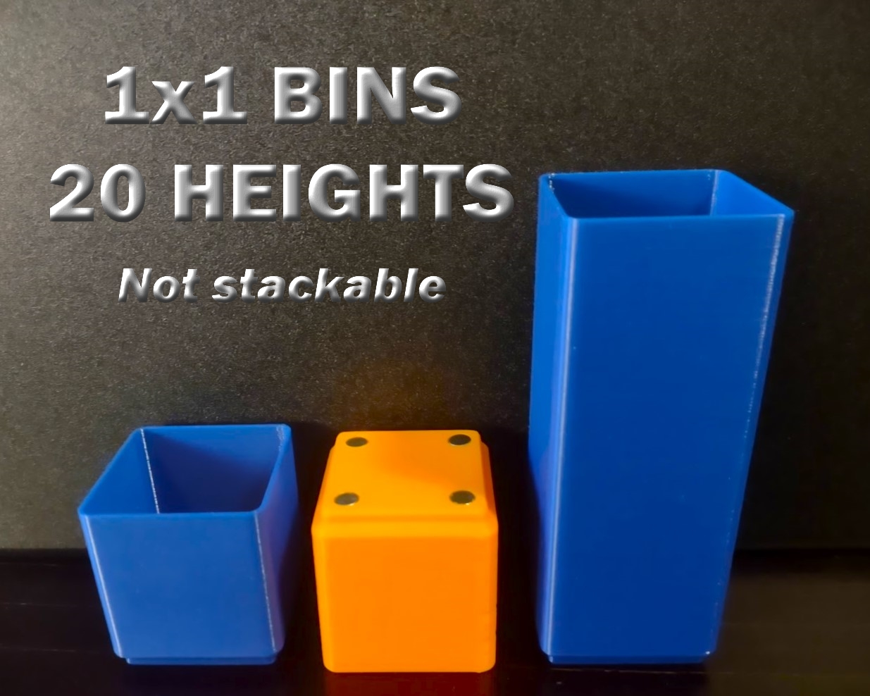 Gridfinity, 1x1, 20 Heights, Magnet Holes