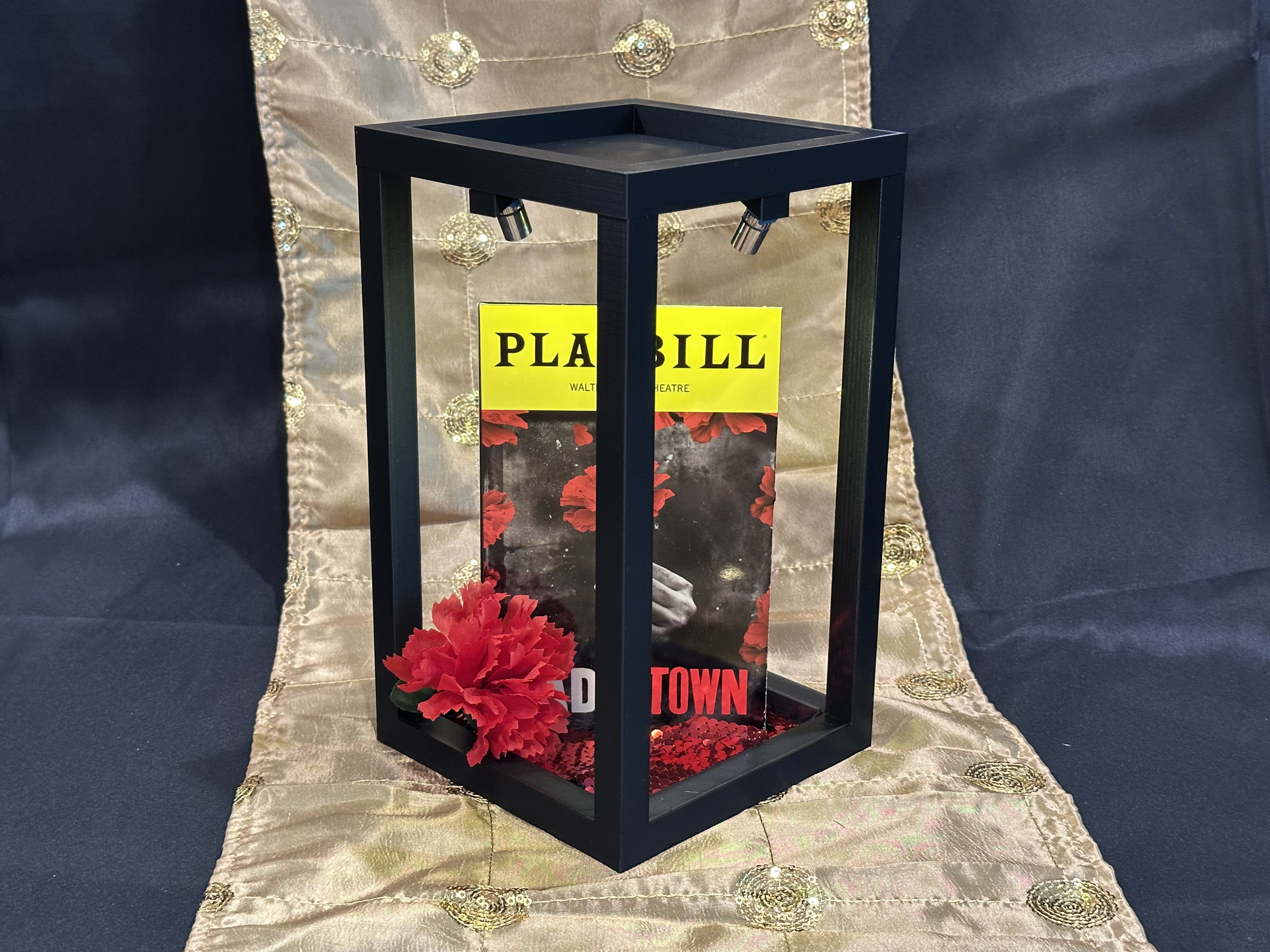 Broadway-themed wedding and event centerpiece