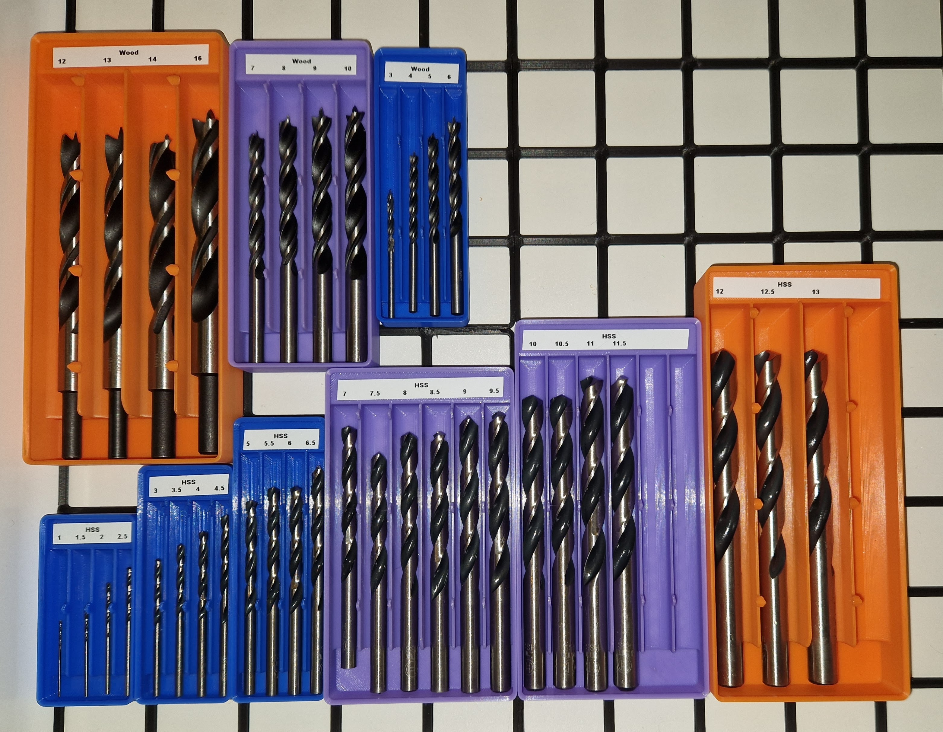 Stackable versatile gridfinity bins for drill bits of many sizes — miniatura 5