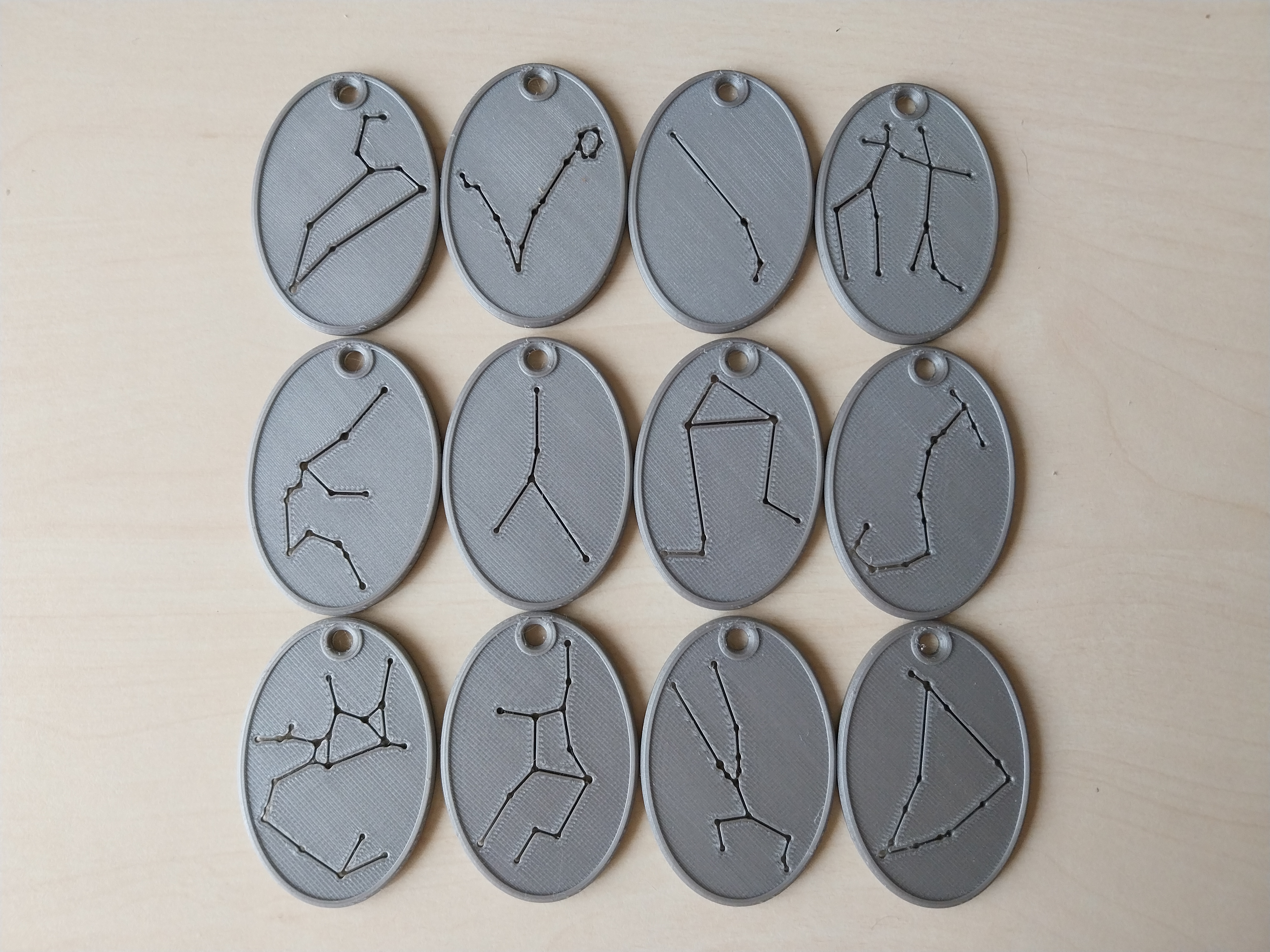 Zodiac constellations necklace / keychain