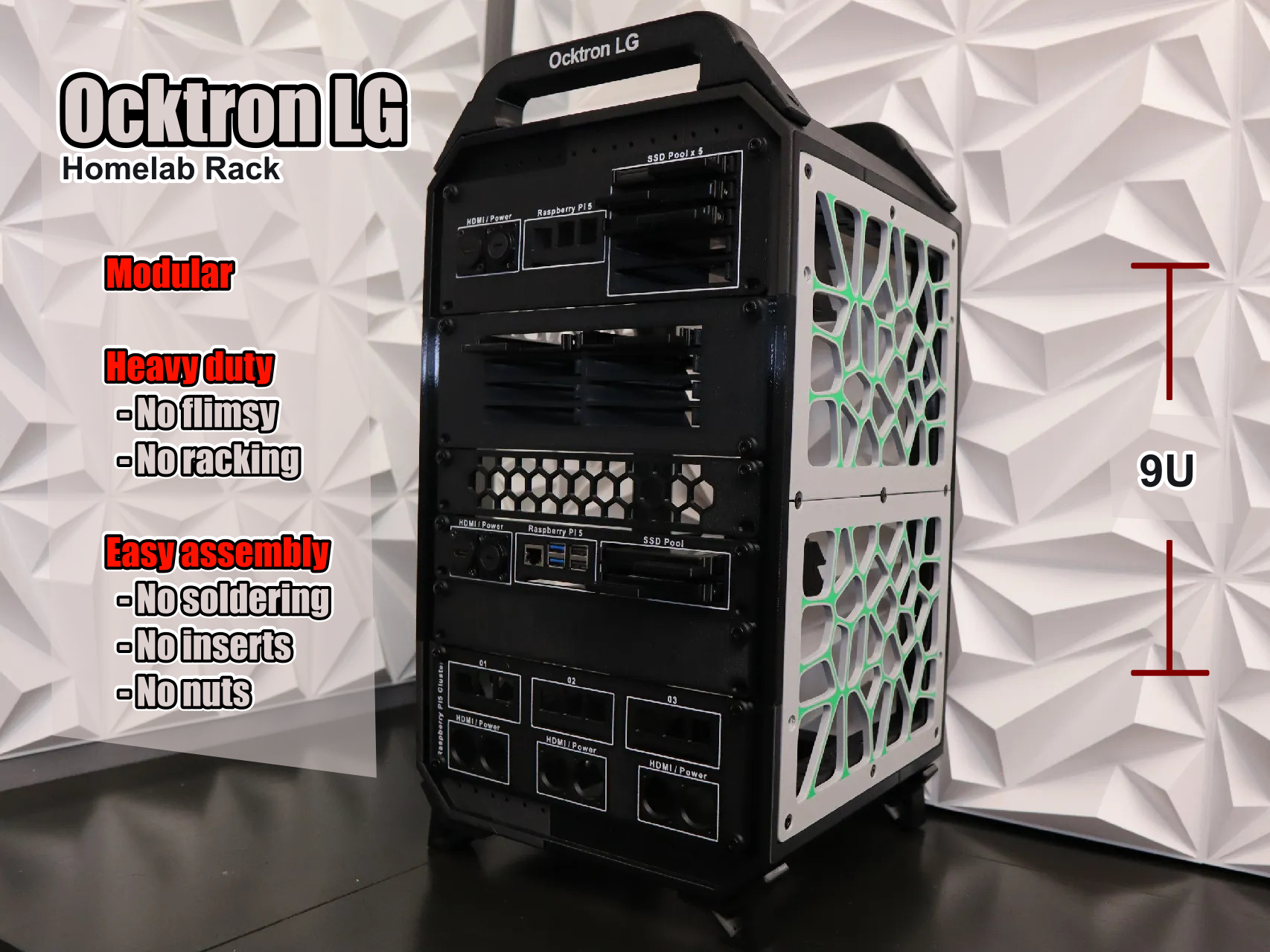 Ocktron LG 10‑inch Large Home Lab Rack 9U