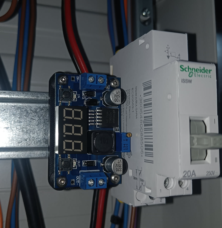 LM2596S DIN rail bracket with heat inserts
