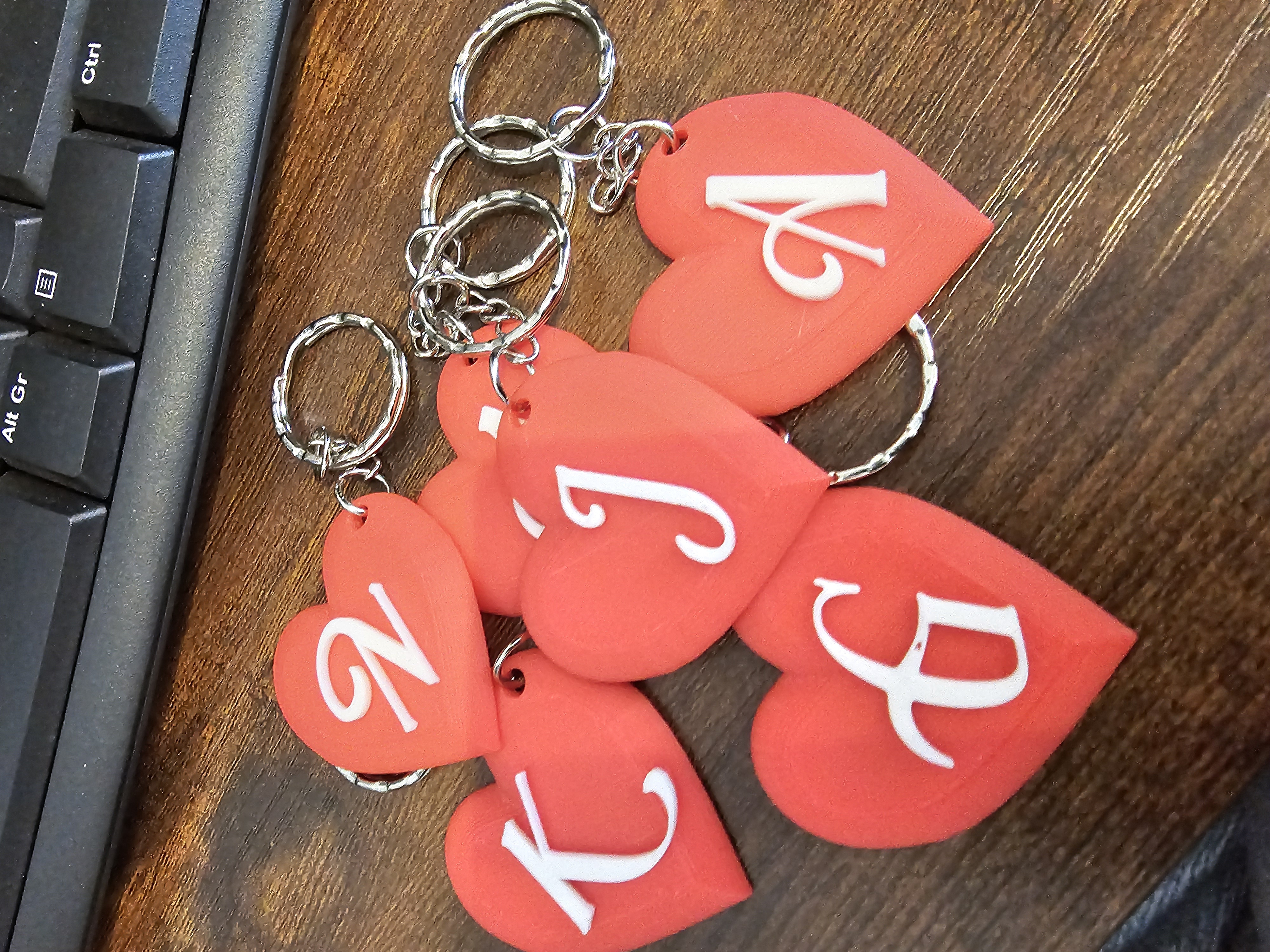 heart key ring with initial