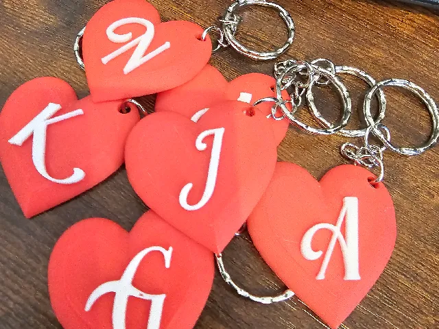 heart key ring with initial