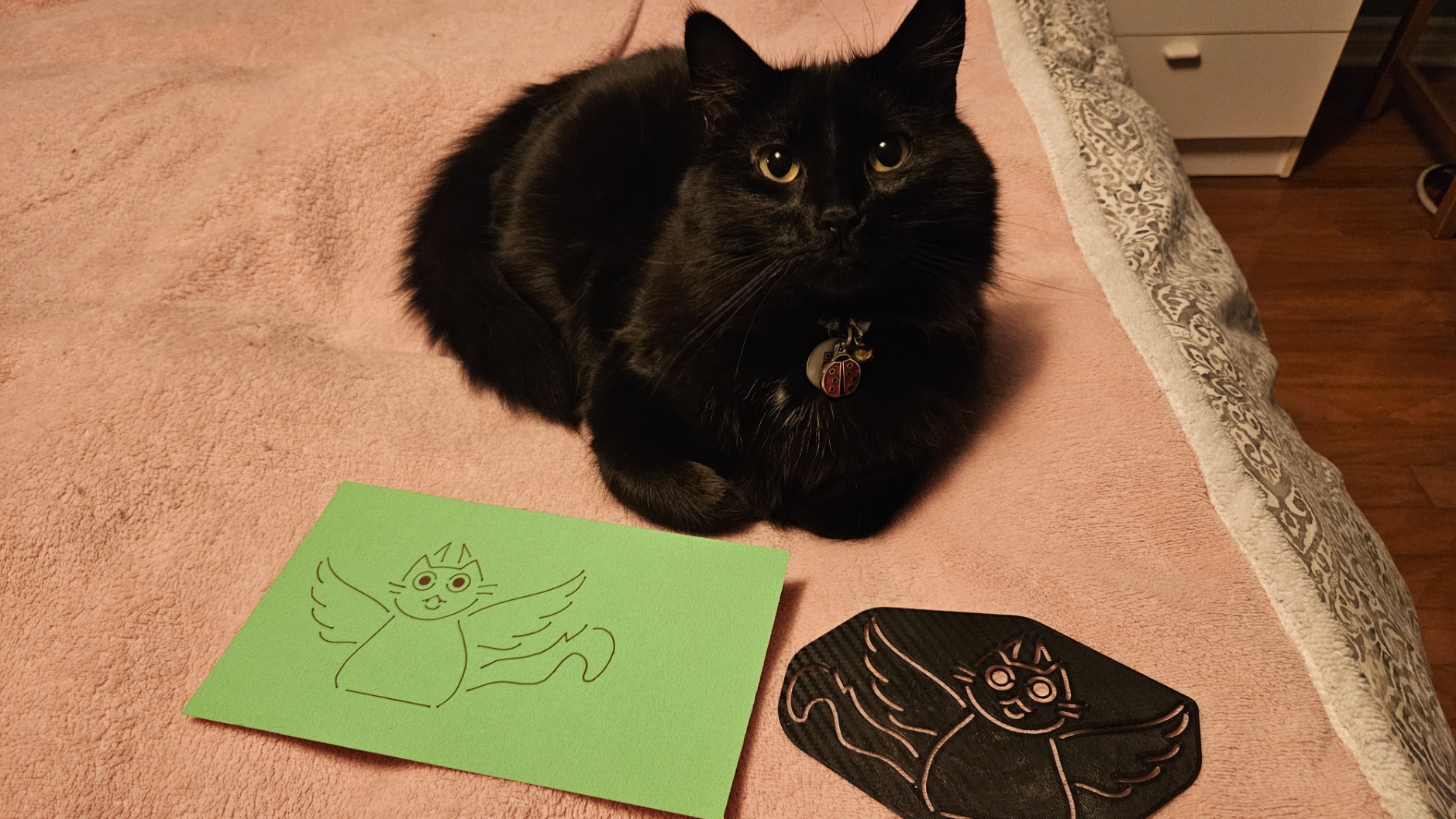 Demon angel cat stencil