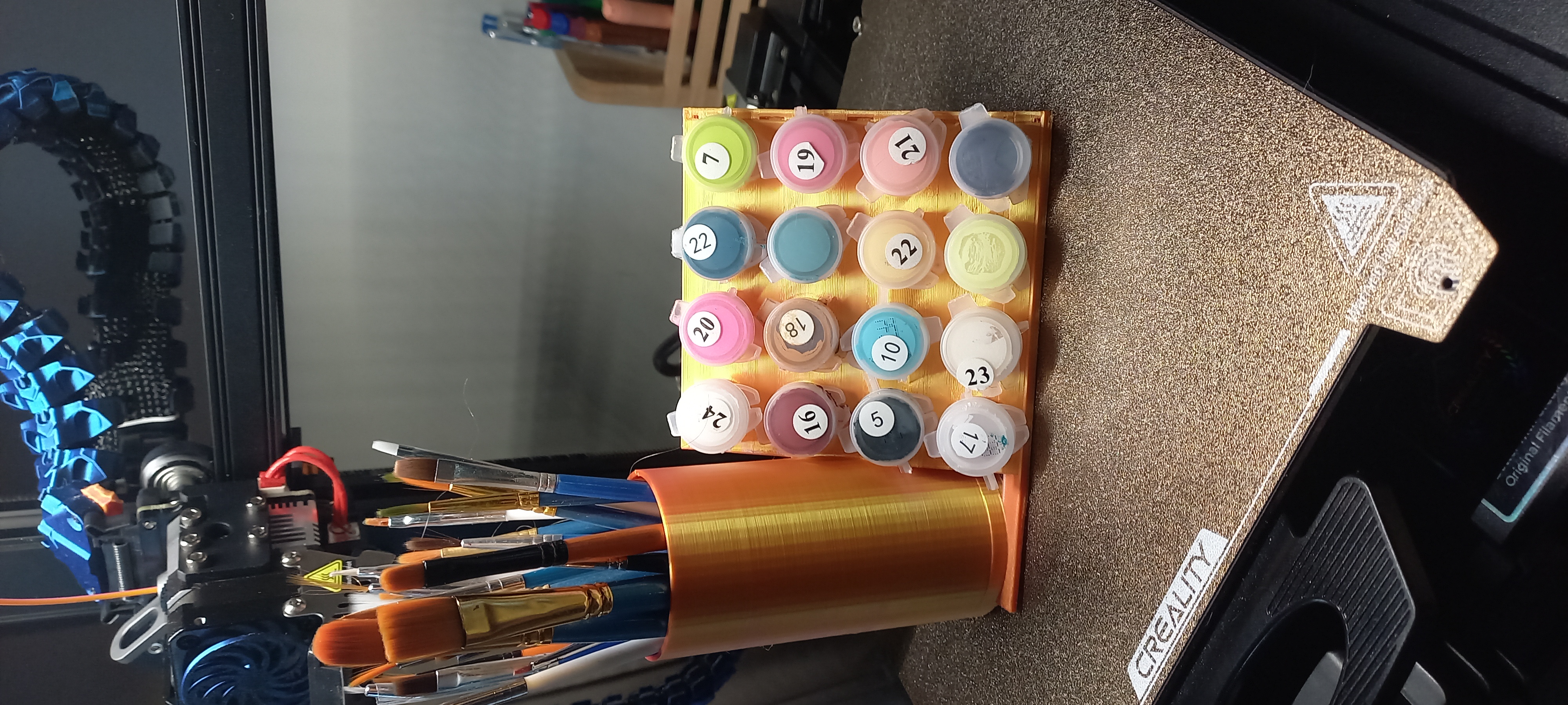 Small paint and brush holder