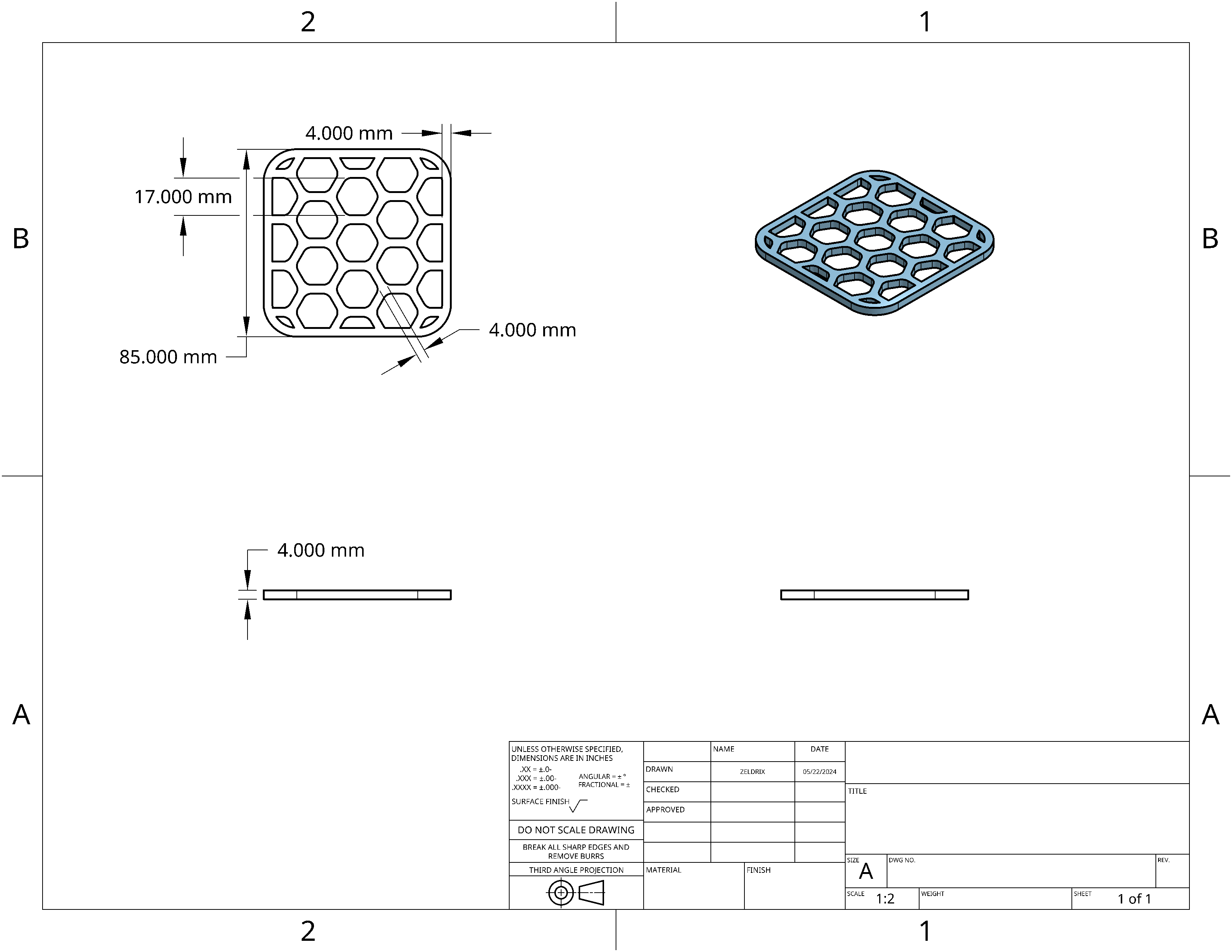 Miniatura 5 do modelo 3D Squared Honeycomb Coaster