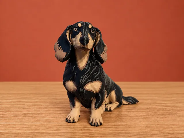 Realistic Dachshund Longhair Figurine