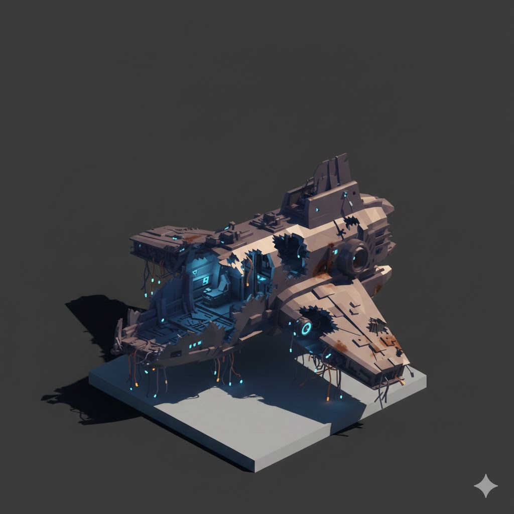 Low Poly Ruined Spaceship