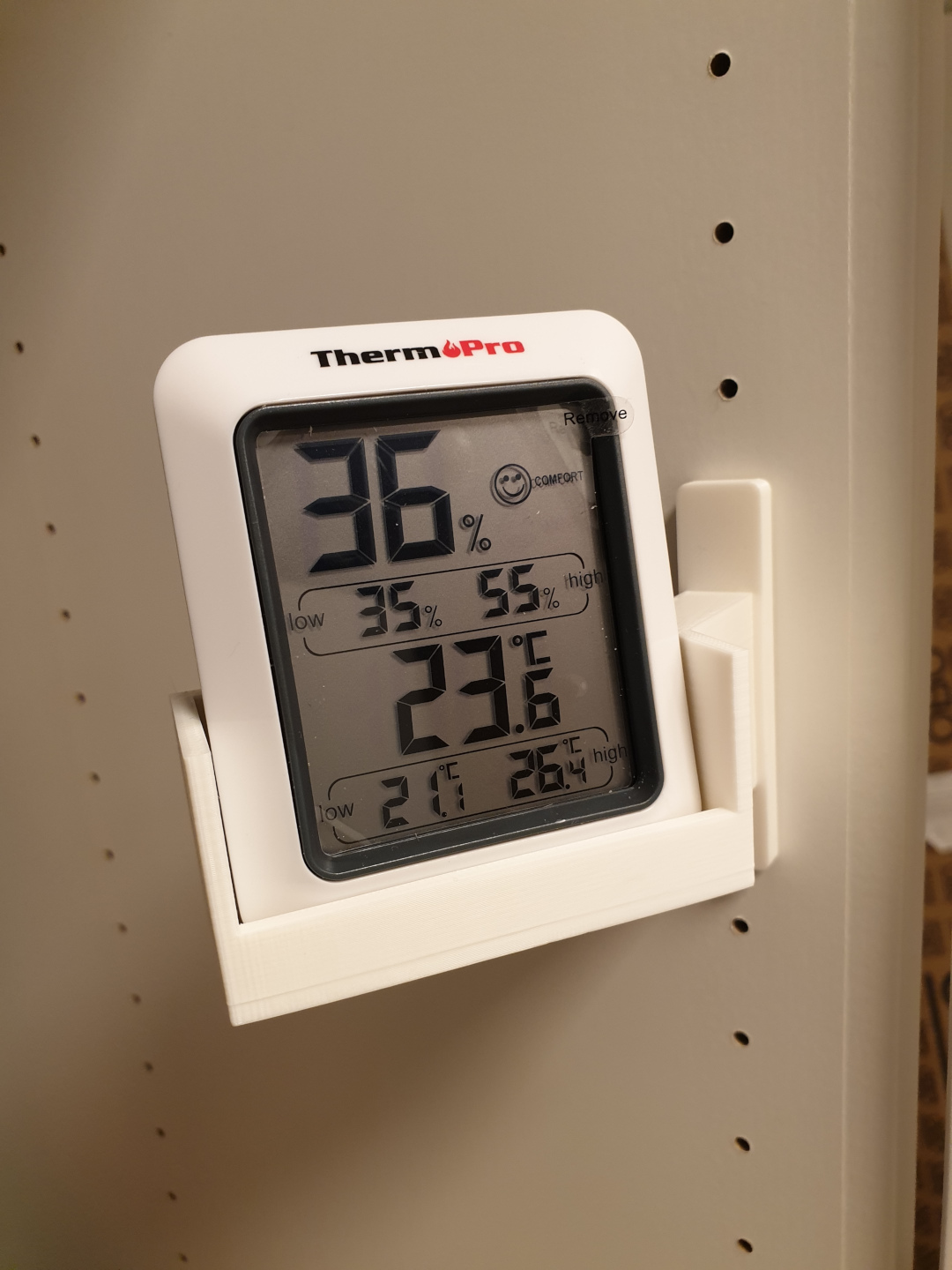 Thermometer Holder (ThermoPro TP50) for Non-damaging 3 pin base plate for usage in Ikea Platsa