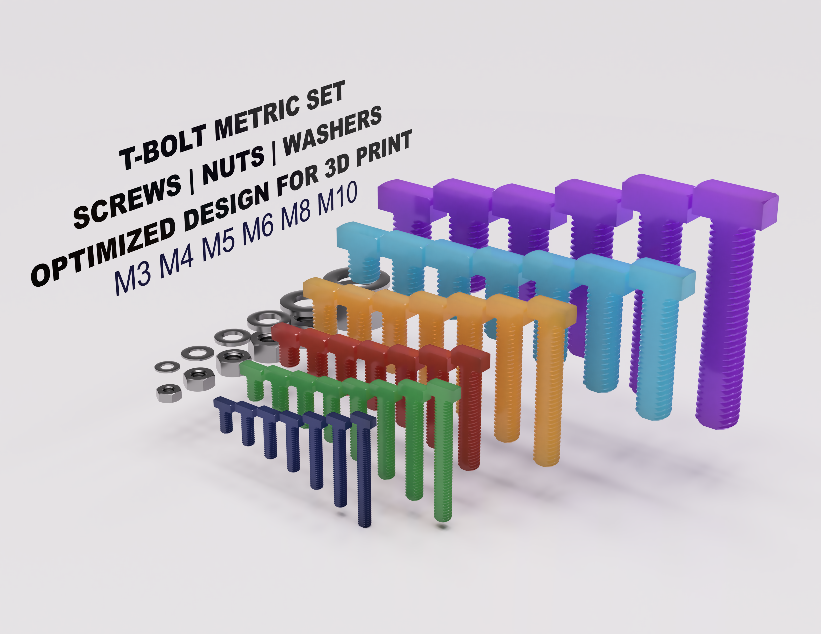 T-Bolt Metric Set M3 M4 M5 M6 M8 M10