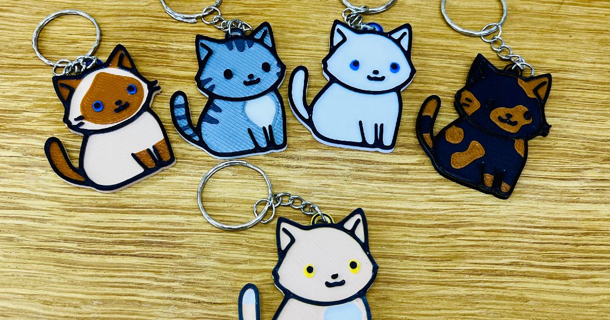 Cute Cream Cat Keychain by Aztairya | Download free STL model ...
