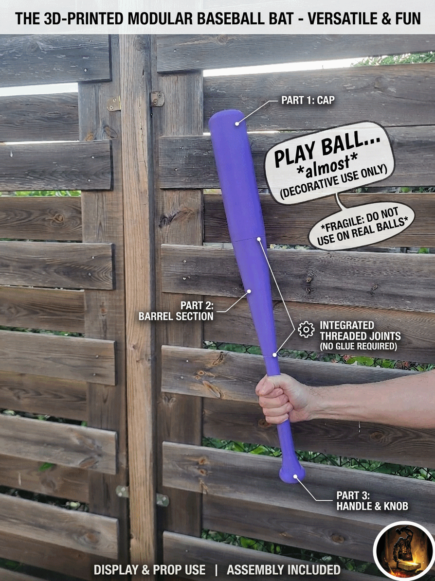3D Printed Modular Baseball Bat V3 - Threaded Joints