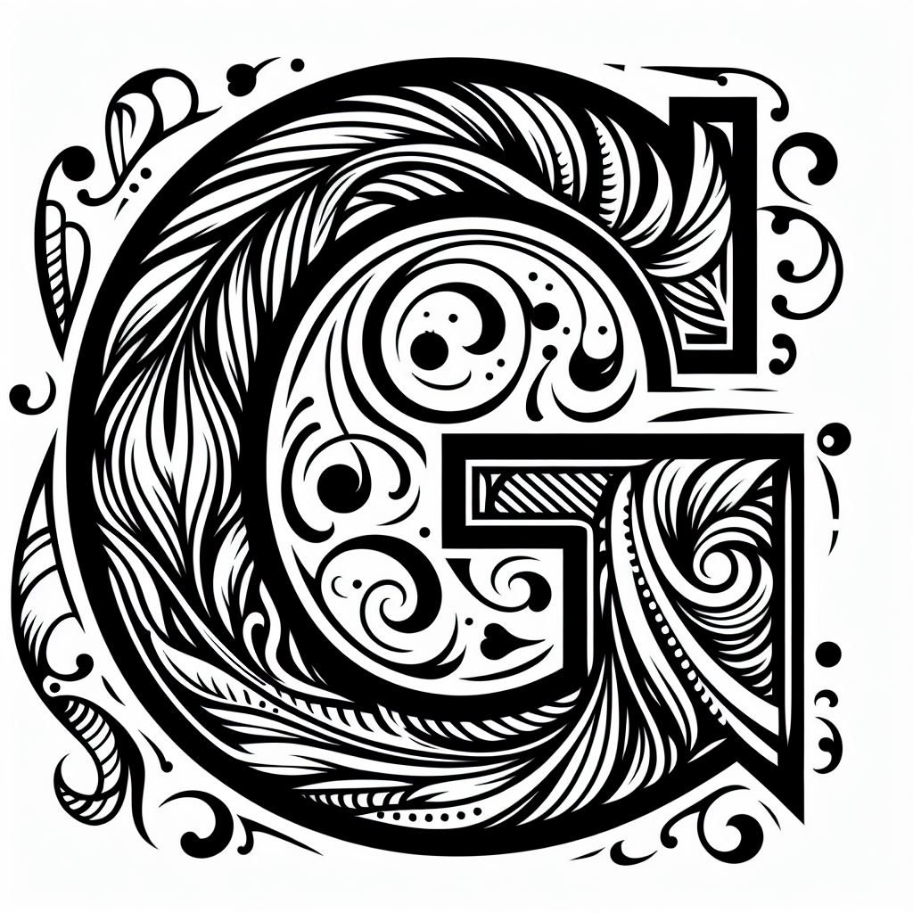 Frottage creation: letter G (version 2)
