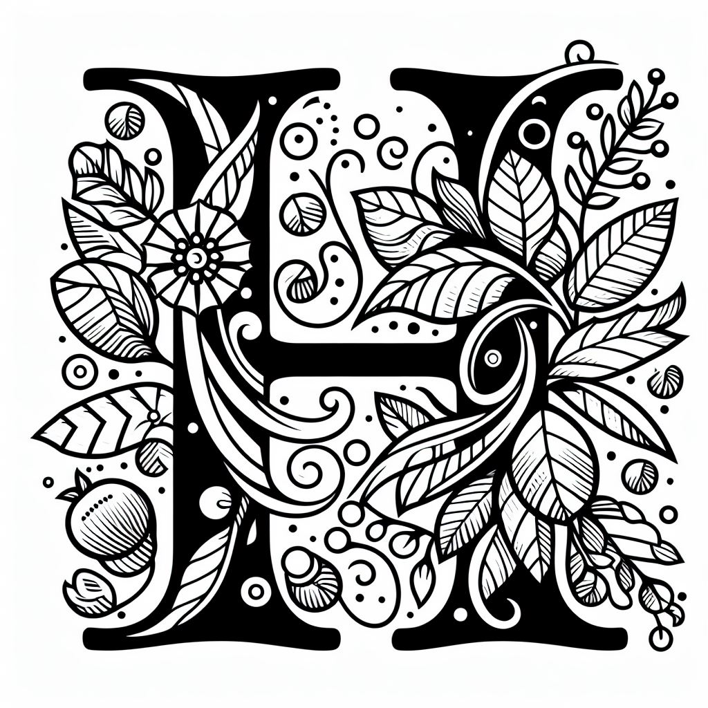 Frottage creation: letter H (version 2)