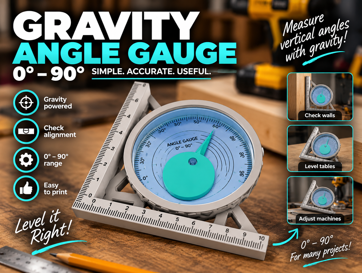 Vertical Gravity Protractor