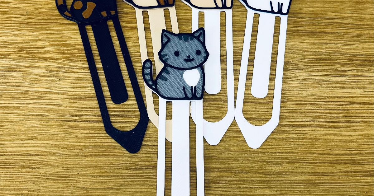 Cute Tabby Cat Bookmark by Aztairya | Download free STL model ...