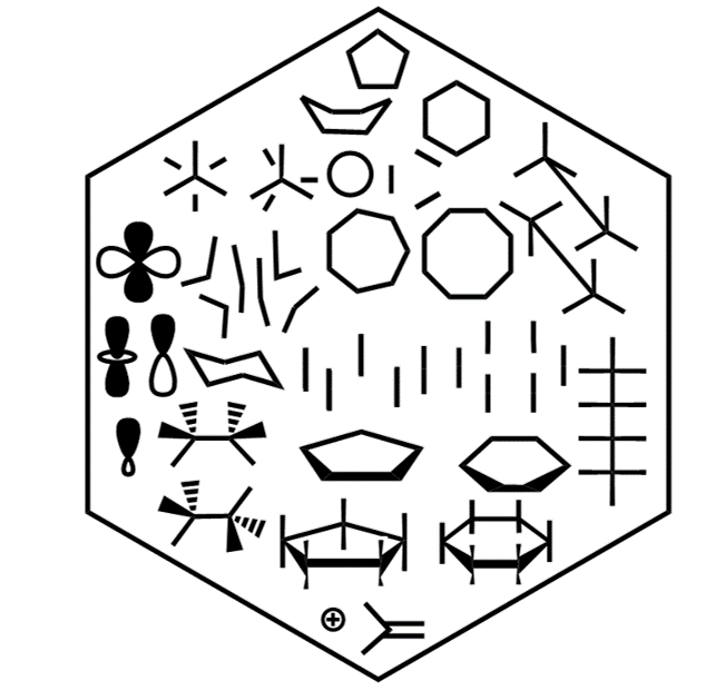 Advanced organic chemistry stencil hexagon for students