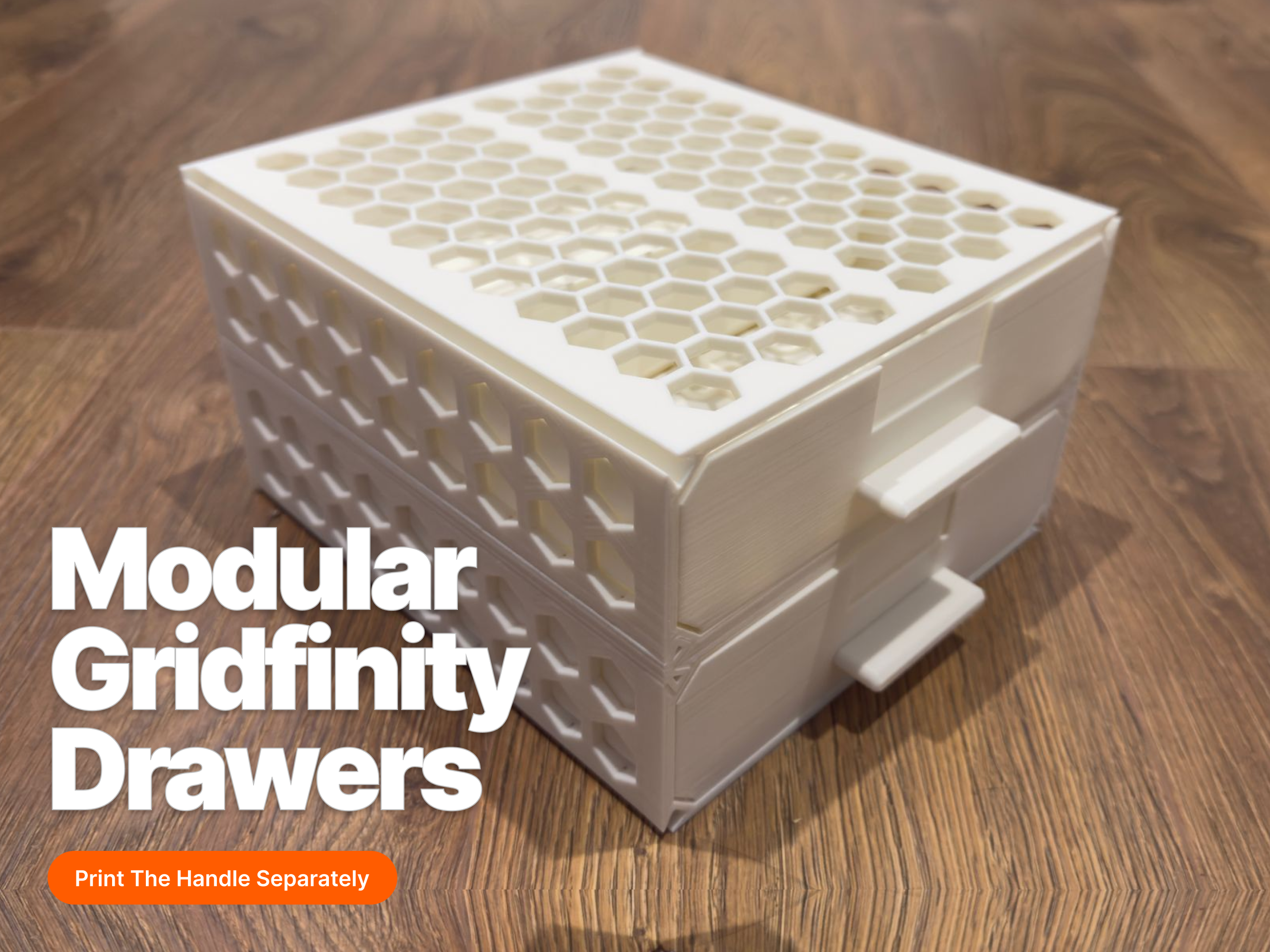 Modular Gridfinity Drawers – Separate Handle & Improved Fit