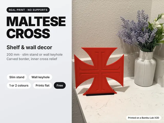 Maltese Cross Decor - Shelf or Wall, Minimal Stand