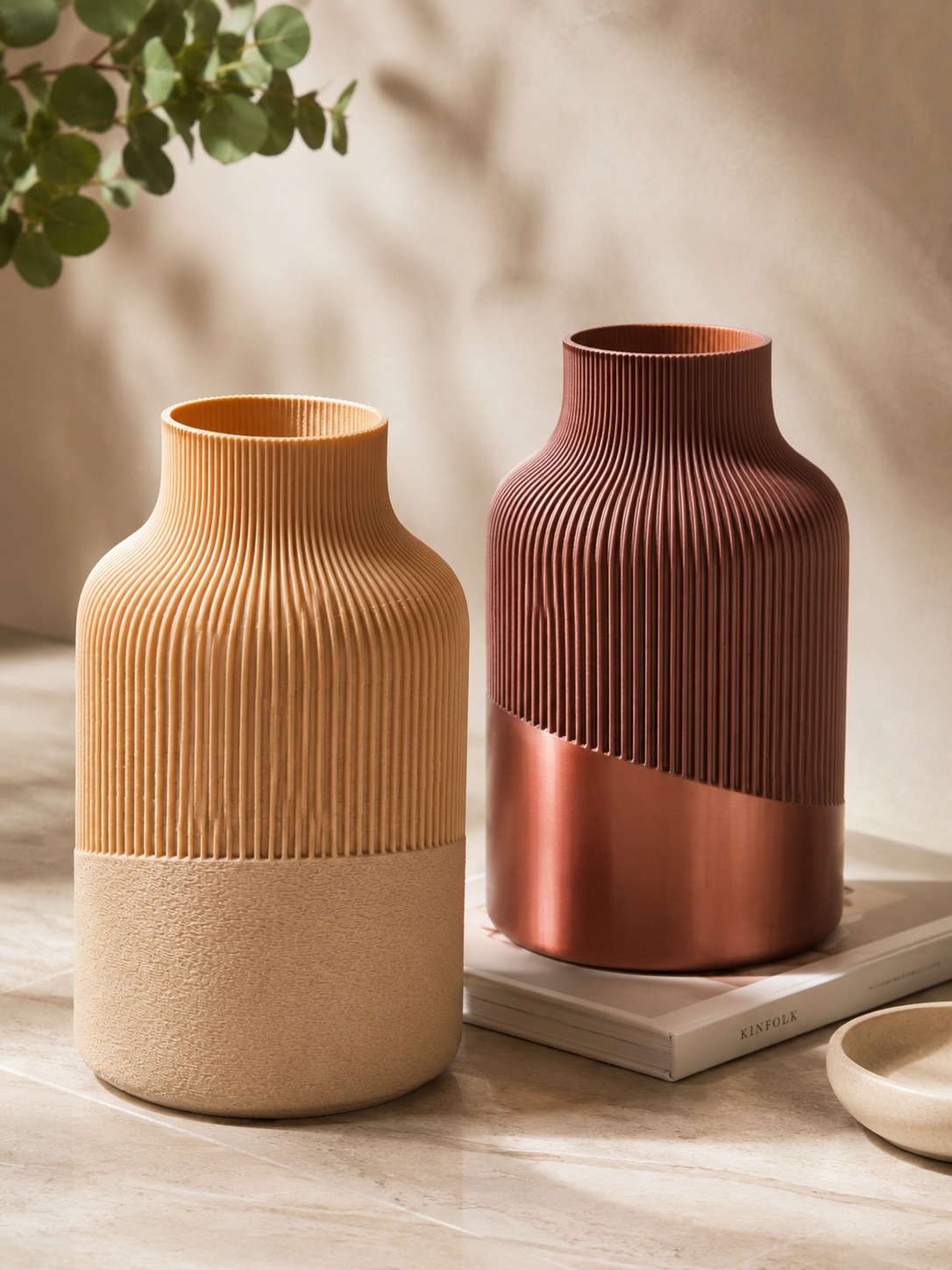 Modern Ribbed Vase Collection – 3 Variants Included