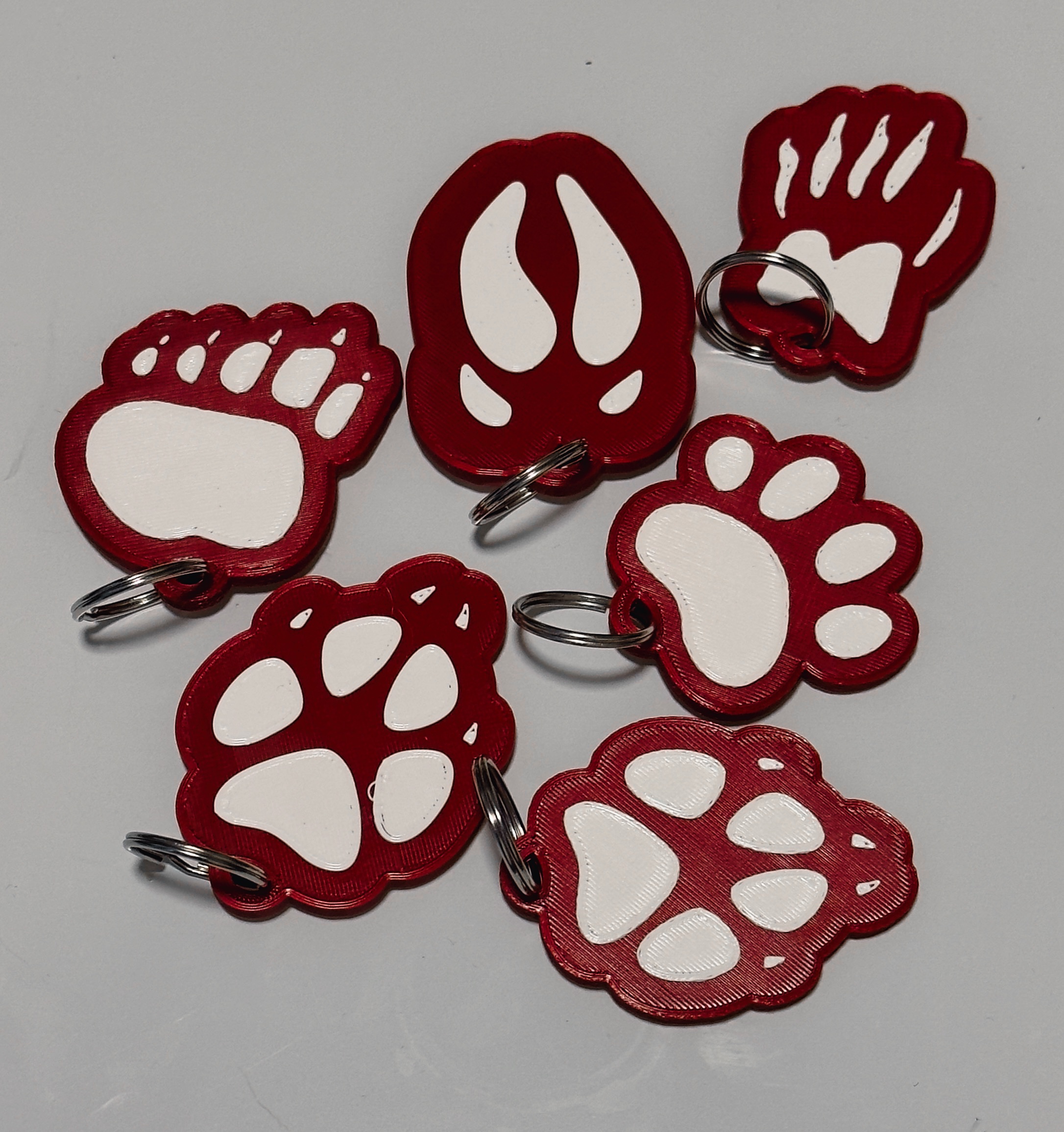 Animal Paw Print Keychains