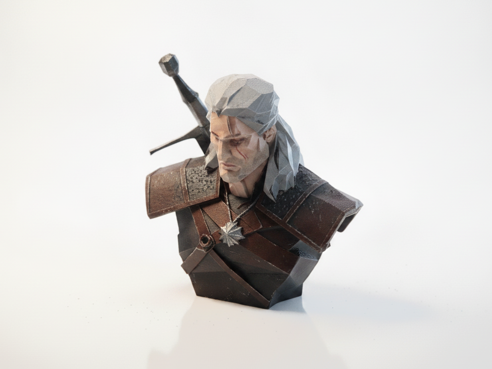 Brutalist Geralt Witcher Sculpture 3D Printable