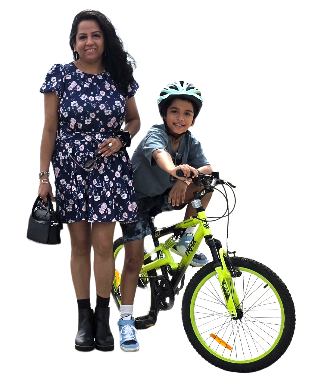 Mother and Son on a Neon Green Bicycle 3D model by tarantula3