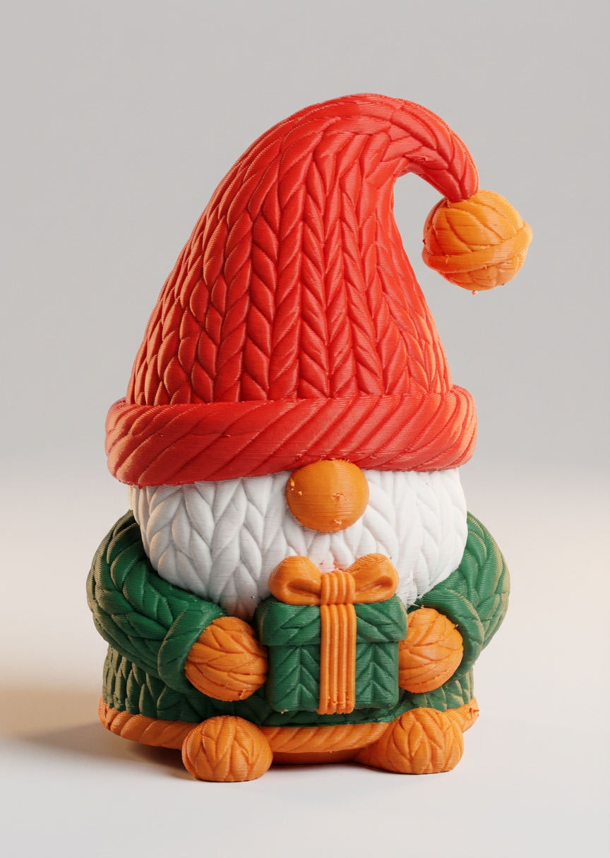 Knitted Christmas Gnome with Gift – Holiday