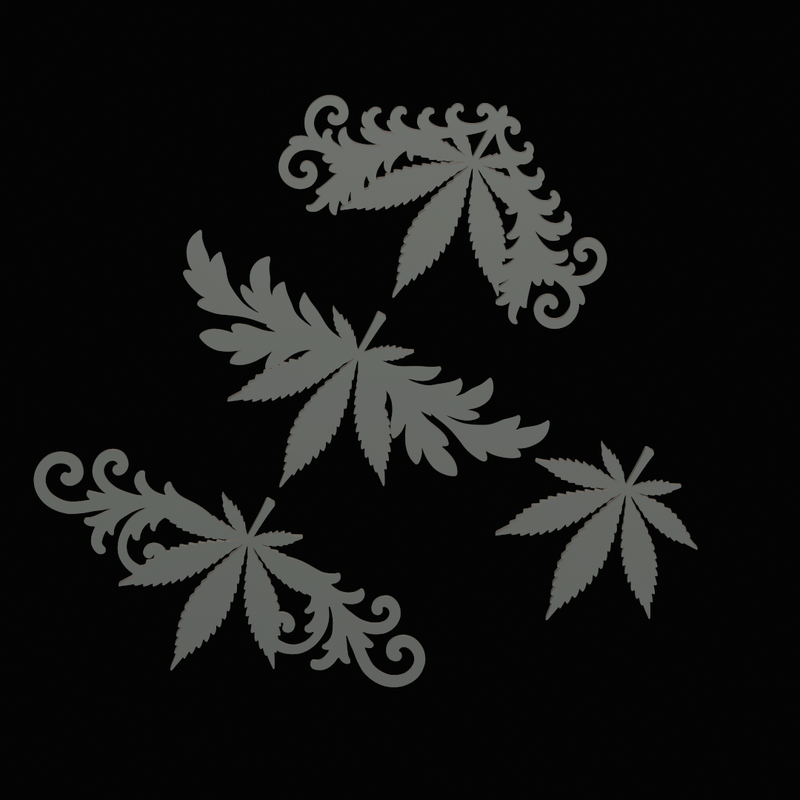 relief set cannabis leaf flower symbol model by Artman | Download free ...