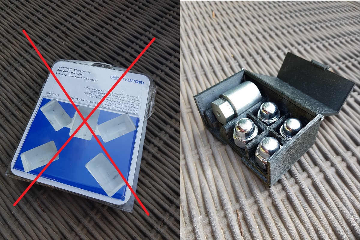 Hyundai Kona Wheel Locks or Nuts Storage Box [REMIX] by jcjames_13009 Download free STL model