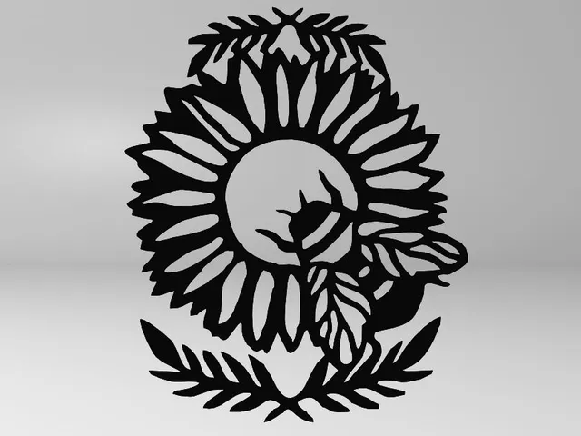 BEE ON SUNFLOWER, 2D BEE ON SUNFLOWER, LINE ART BEE ON SUNFLOWER, DECOR BEE ON SUNFLOWER, WALL BEE ON SUNFLOWER
