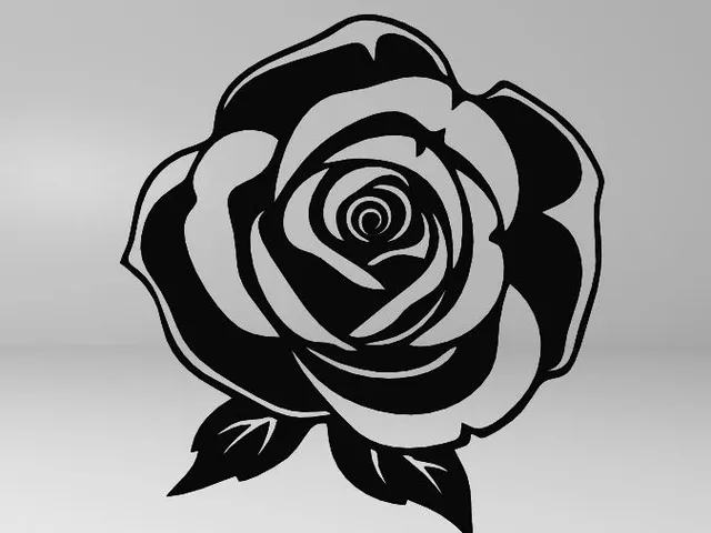 2D ART ROSE, FLOWER, LINE ART FLOWER, FLOWER DECOR, WALL ROSE, LINE ART ROSE