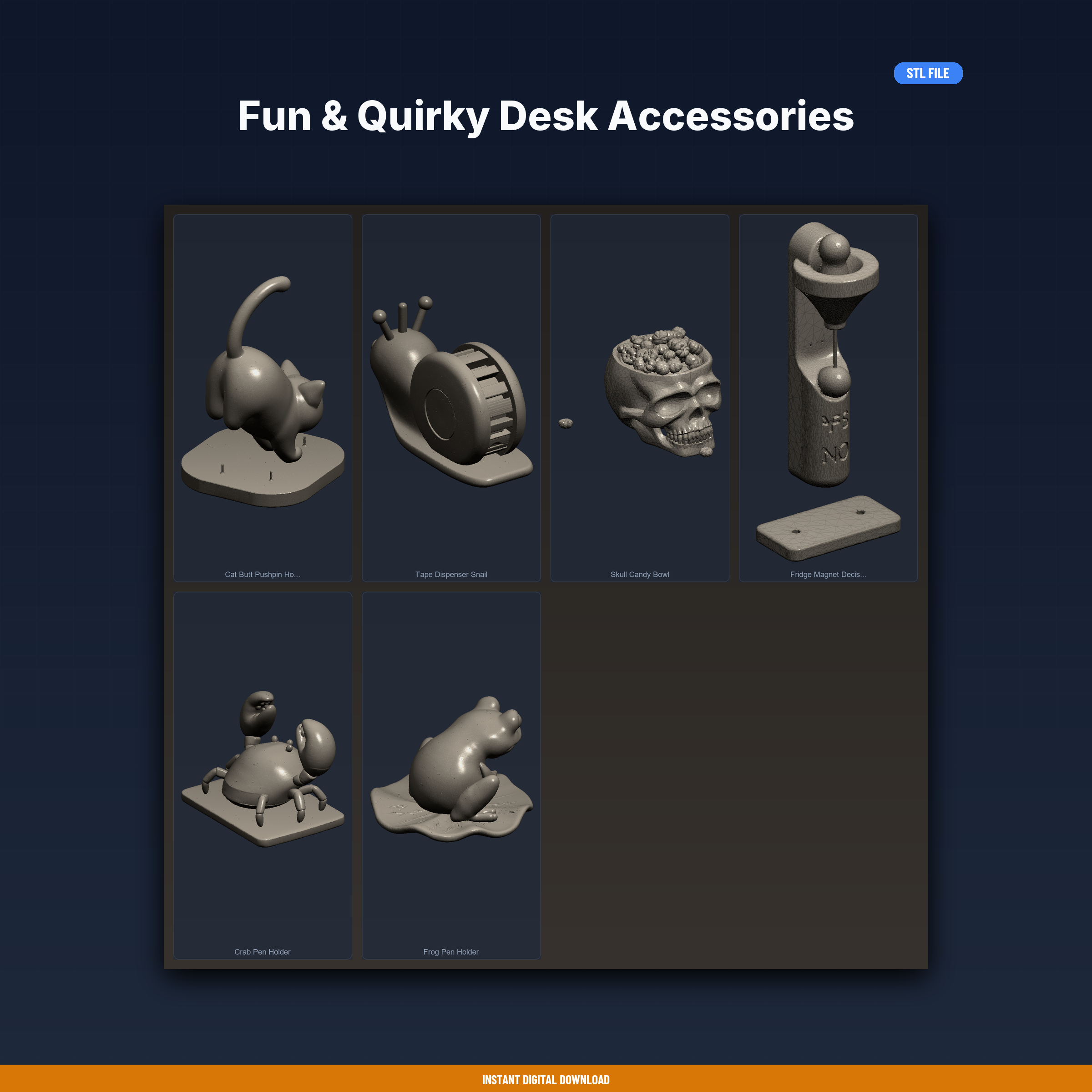 Fun & Quirky Desk Accessories - 6-Model STL Bundle