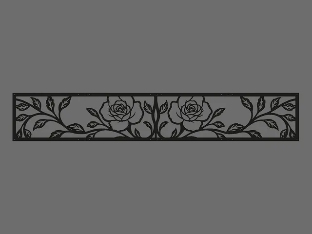 rose 2 flower 2d decorative design 800x135mm printinplace