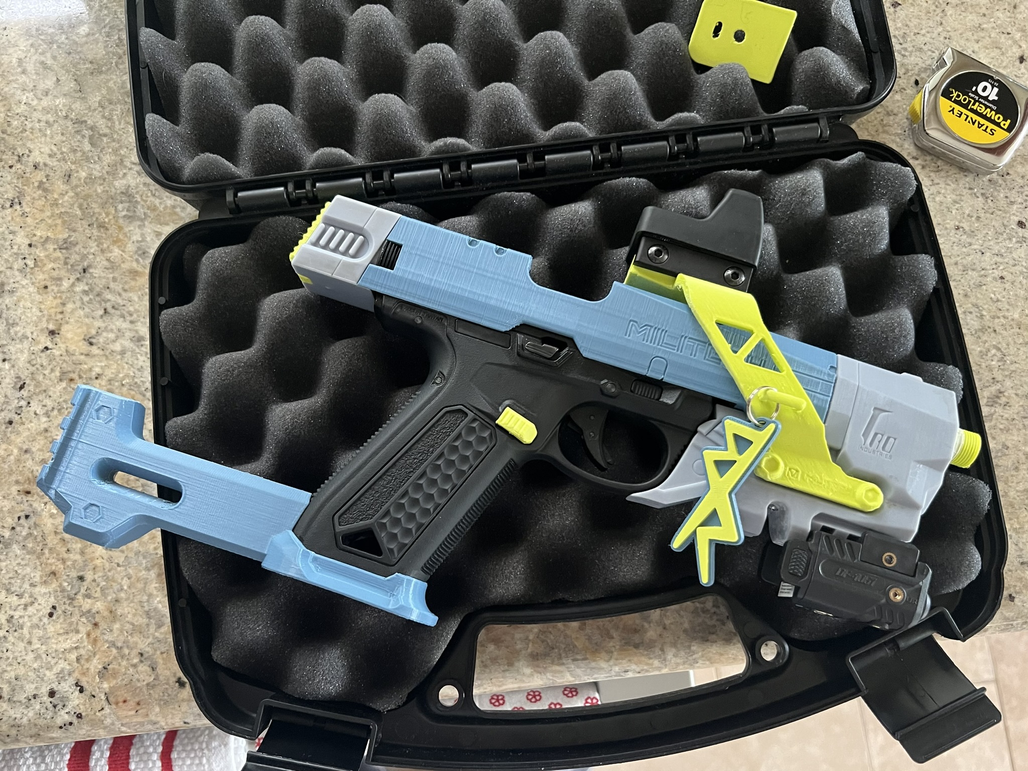 Sight rail and Remixed Compensator for Cyberpunk Lexington Airsoft model.