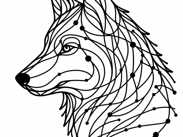 Wall art: Line wolf head