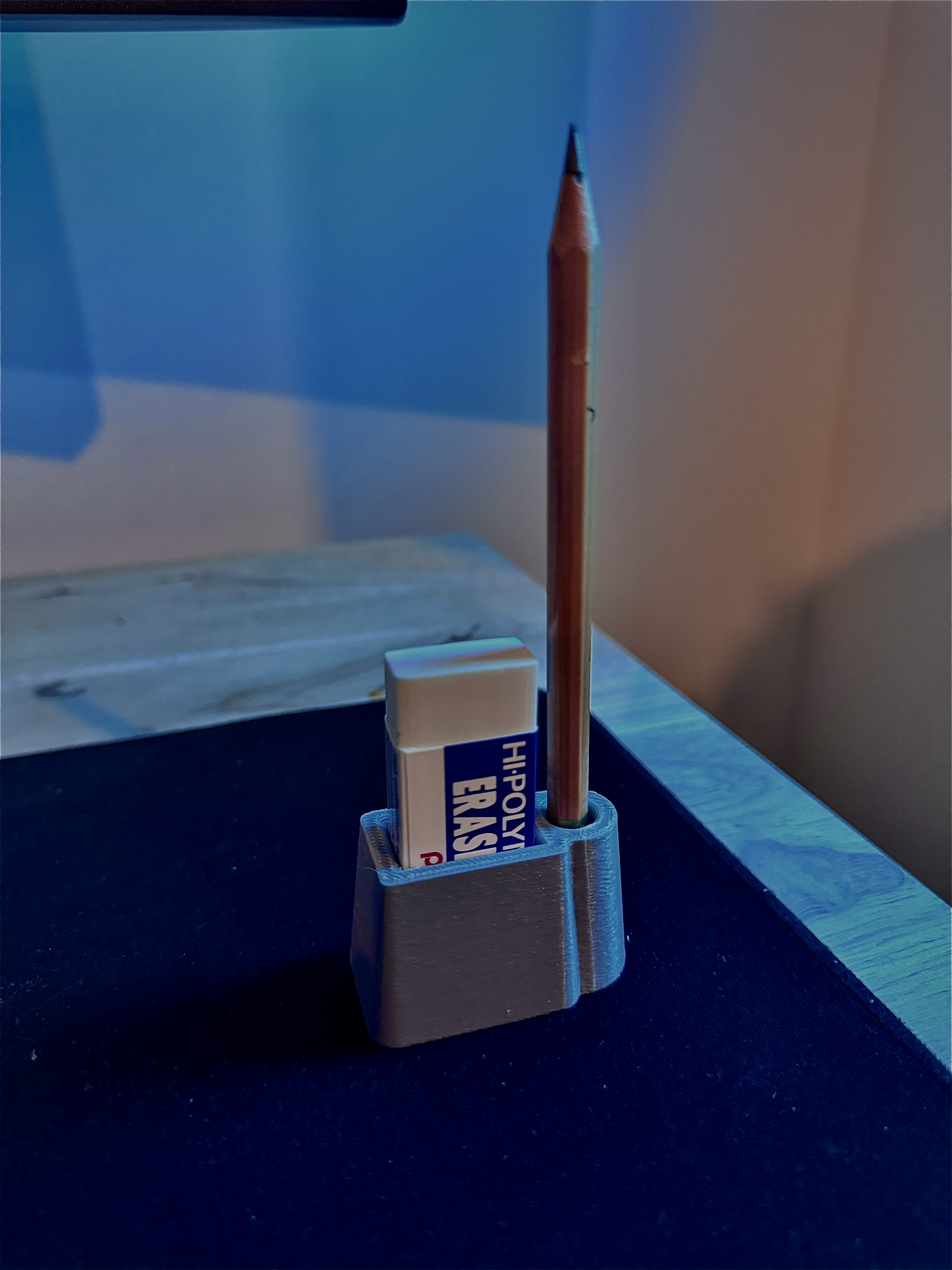 minimalistic pencil and eraser holder