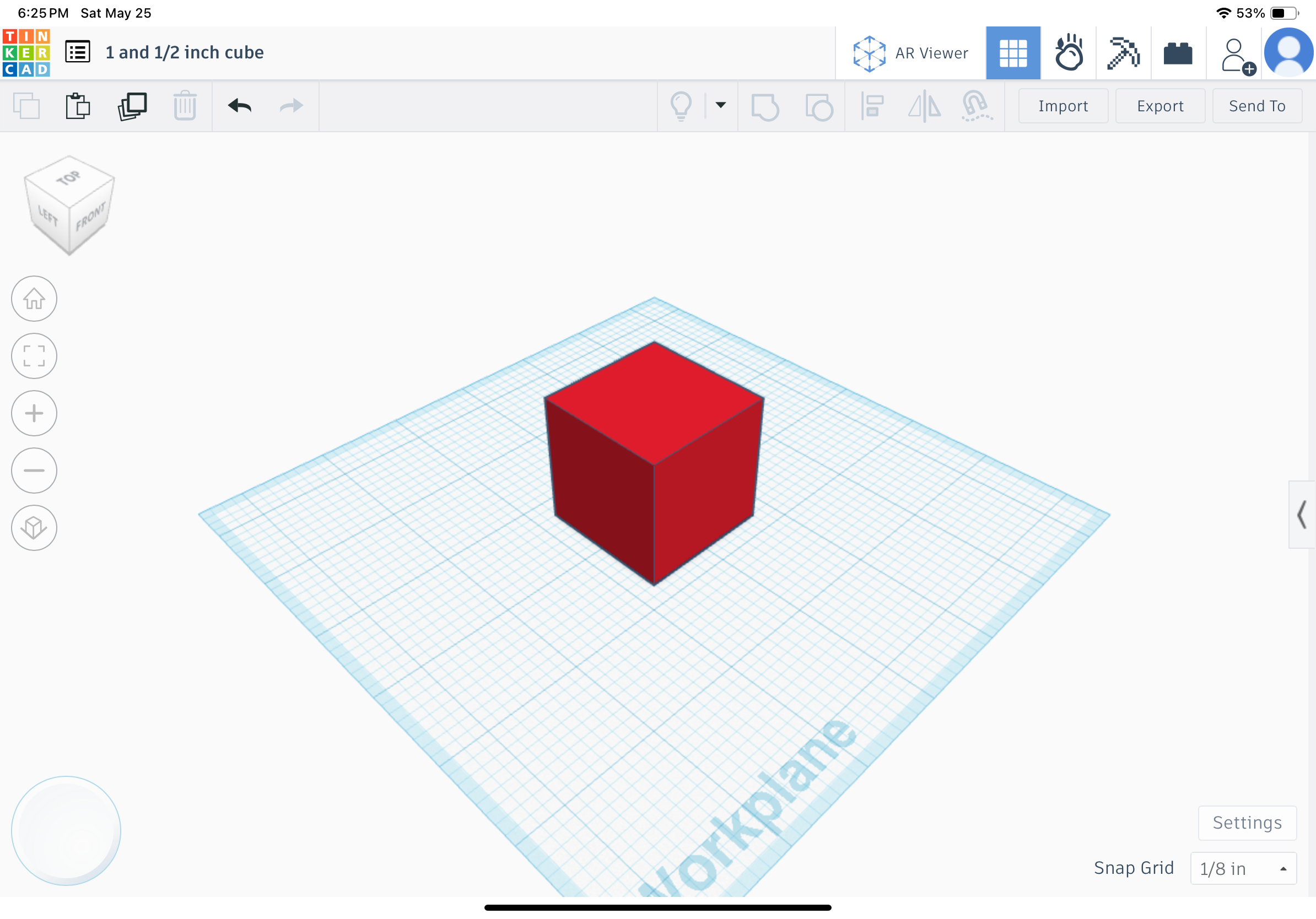 1 and 1/2 inch cube