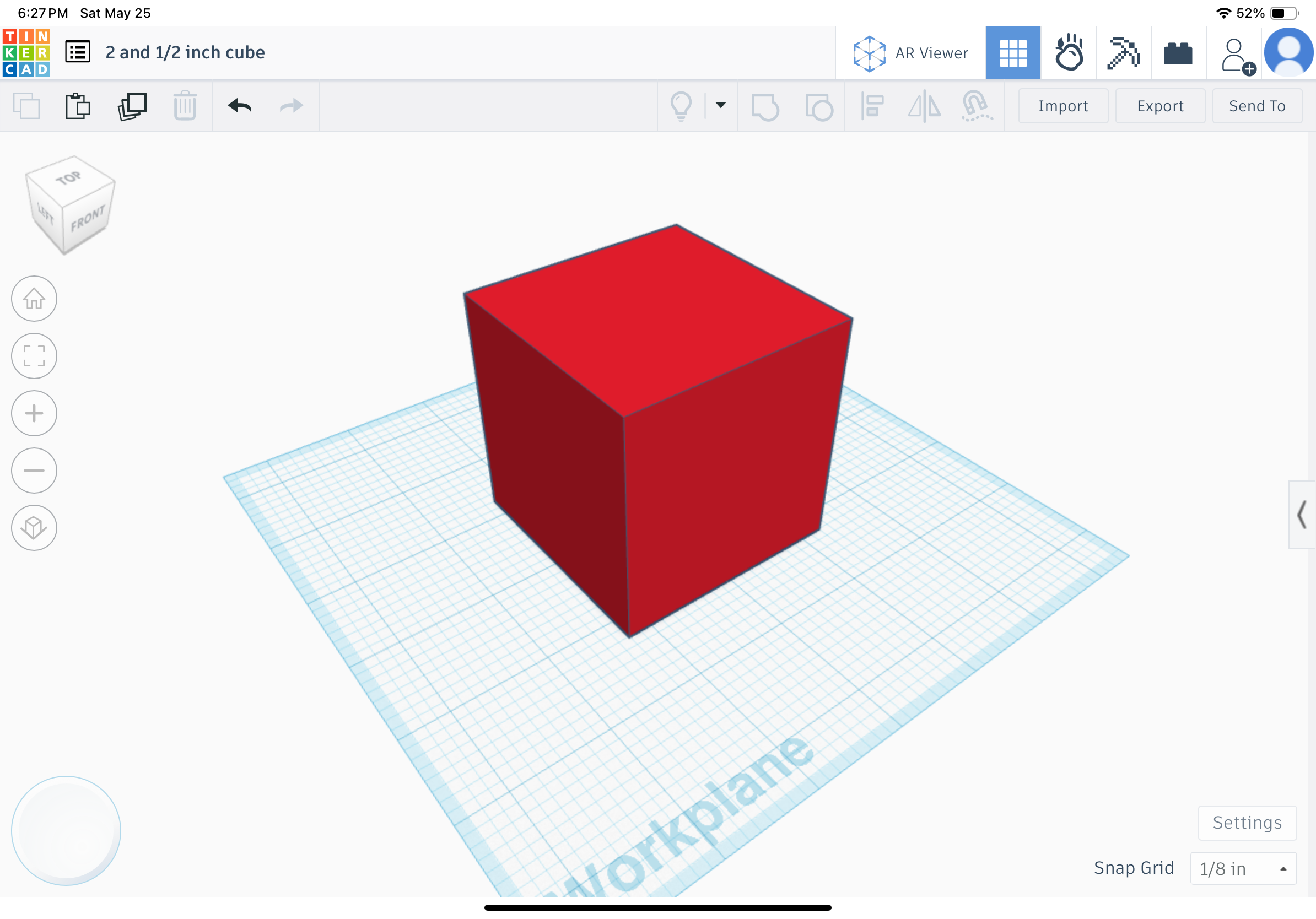 2 and 1/2 inch cube