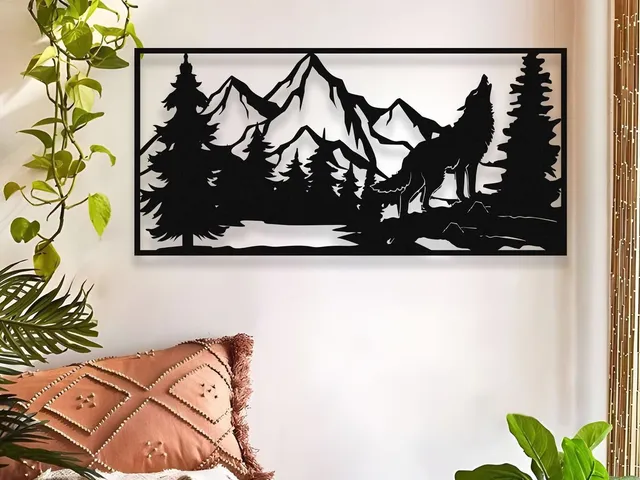 WallArt - Mountains Wolf Nature 001