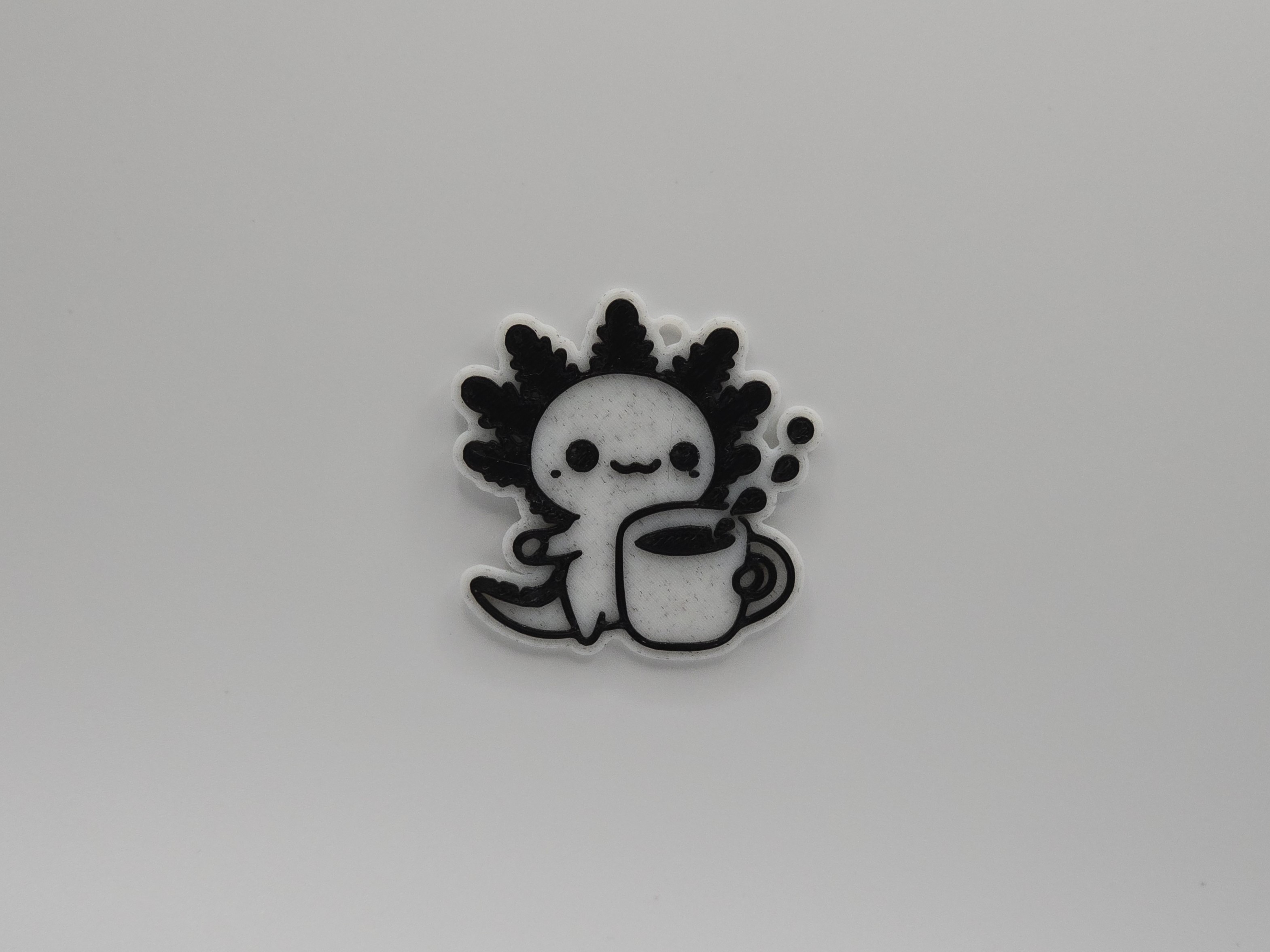 Cute Axolotl Having Coffee Keychain
