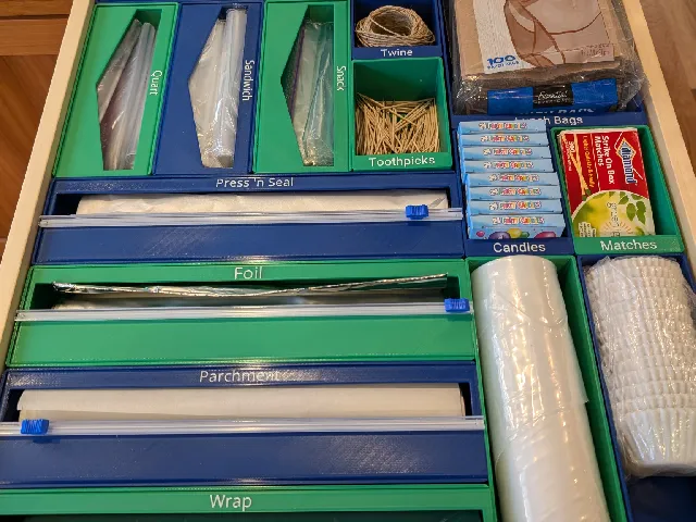 Gridfinity Ziplock, Wrap, and Kitchen Extra Containers
