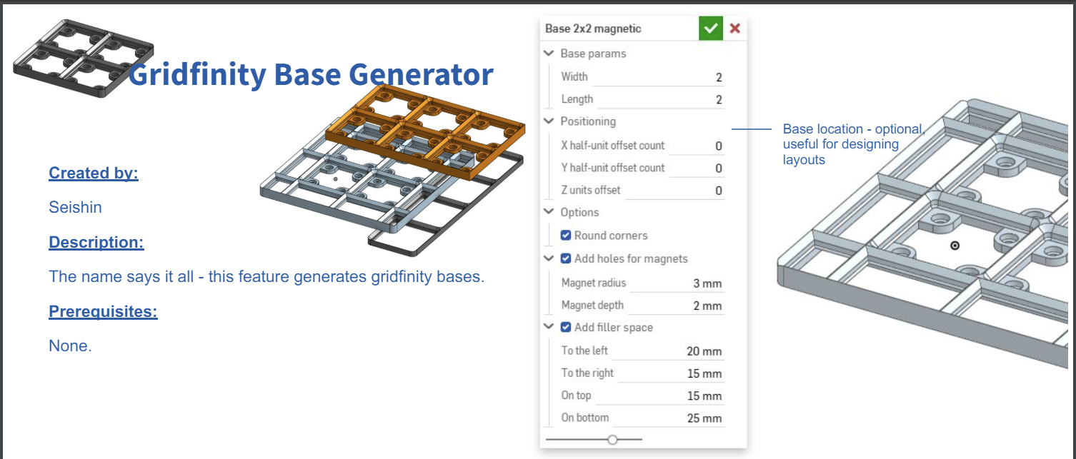 OnShape Gridfinity Bin And Base Generator Features By Seishin ...