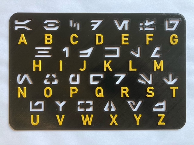 Aurebesh alphabet stencil