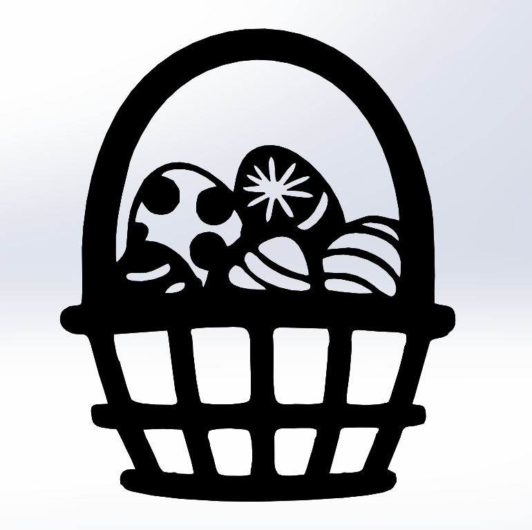 Easter Basket with Eggs - Line Art