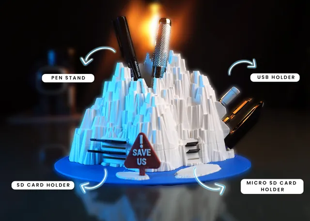 Glacier Organizer: A 3D Printed Symbol of Climate Action [PREMIUM MODEL] (Free Download)