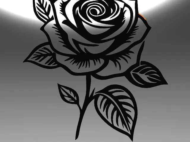 2D ART ROSE, FLOWER, LINE ART FLOWER 2, FLOWER DECOR, WALL ROSE, LINE ART ROSE